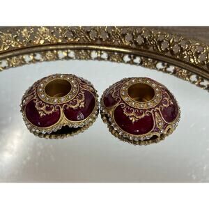 Two’s Company St. Petersburg Austrian Crystal Candle Holders Red & Gold Set